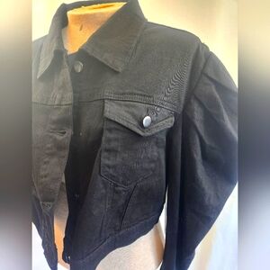 American Bazi Black Cropped Denim Jacket